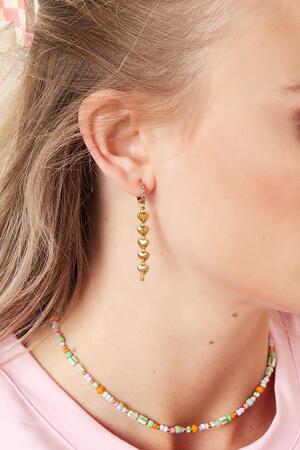 Boucles d'oreilles cinq coeurs - collection #summergirls Rose & Or Hématite h5 Image2